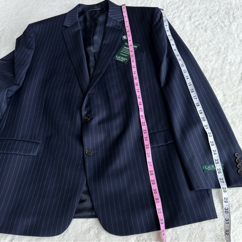 Ralph Lauren NWT Wool Blend Ultra Flex Navy Blue Pinstripe Sport Blazer - Picture 5 of 8